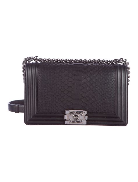 chanel boy bag black python|python Chanel handbags sale.